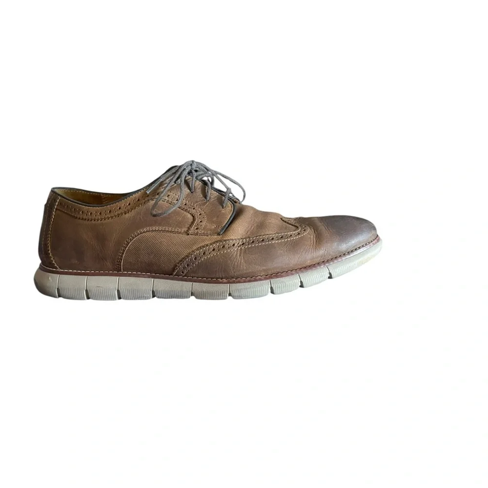 Johnston & Murphy Sheepskin Oxford Shoes 13W Brown Leather Memory Foam